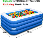 Inflatable Swimming Pool, 79" x 58" x 29" Thickened Family Above Ground Pool for Outdoor, Backyard, Garden, Summer Water Party