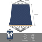 SUNCREAT Two Person Hammock with Stand, Heavy Duty Backyard Hammock and Stand, Navy Drops