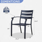 Patio Dining Chairs Set of 2, Black Stackable Outdoor Dining Chairs with Armrest and Wide Back, Wrought Iron Patio Furniture Chairs for Lawn, Backyard, Garden & Deck, Supports 300 LBS