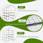 Outvita Walk-in Greenhouse, Outdoor Durable PE Plant Green House for Frost Protection with 3 Tiers 8 Shelves, Shelf Clips, Roll-up Zipper Door, 56"x56"x77" White