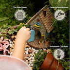 My Fairy Garden Kit – 11-Piece Fairy House Set - 7.1" High Fairy House for Outside with Open Door & Solar Light, Fairy & Dog Figurines, Mushrooms & Miniature Accessories – Outdoor Decor Gift