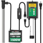 1500W Titanium Fully Submersible Portable Electric Immersion Large Pool & Hot Tub Water Heater with LCD Thermostat & GFCI Leakage Protection, Ideal for Baptistry, Bathtub, Bucket, Swimming Pool (GY)