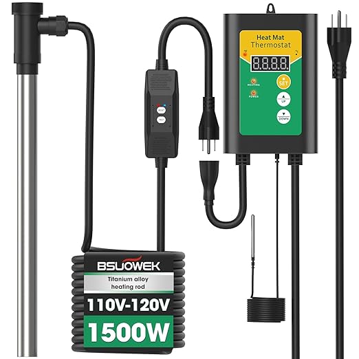 1500W Titanium Fully Submersible Portable Electric Immersion Large Pool & Hot Tub Water Heater with LCD Thermostat & GFCI Leakage Protection, Ideal for Baptistry, Bathtub, Bucket, Swimming Pool (GY)