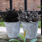 RECUTMS Black Artificial Flowers, 12 Pcs Fake Outdoor UV Resistant Plants Faux Plastic Greenery Shrubs Indoor Outside Hanging Planter Flower Decoration, Garden Decor (Black+White)