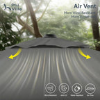 PHI VILLA 10ft Patio Umbrella with Base. 360° Rotation & 7-Level Tilt Outdoor Cantilever Umbrella with Easy Crank Handle. Square Offset Umbrella Heavy Duty for Garden Poolside Backyard (Grey)