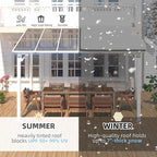AECOJOY 12' x 10' White Pergola Gazebo, Large Wall Mounted Pergolas and Gazebos on Clearance, Outdoor Patio Lean to Hard Top Gazebo Metal Awnings for Decks,Patio, Porch, Backyard and More