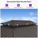 PURPLE LEAF 12’ X 20’ Outdoor Hardtop Gazebo Metal Frame Galvanized Steel Double Roof with Curtains and Nettings for Patio Desk Backyard Bronze