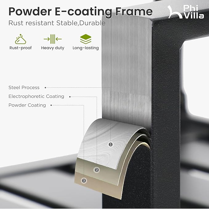 PHI VILLA Outdoor Metal Swivel Chairs Set of 2 Patio Dining Rocker Chair with Cushion Furniture Set for Garden Backyard Bistro, Black