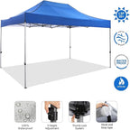 COBIZI 10x15 Pop Up Canopy Without Sidewall,Heavy Duty Canopy UPF 50+ All Season Wind Waterproof Commercial Outdoor Wedding Party Tents for Parties Gazebo with Carry Bag(10 x 15 ft Blue)