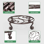 Yimobra 2 Pack Plant Stand for Flower Pot Heavy Duty Potted Holder Indoor Outdoor Metal Rustproof Iron Garden Container Round Supports Rack for Planter Bronze, Brown,11.8 Inches
