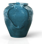 Teamson Home Floor Glazed Pot Water Fountain with Built-in LED Light and Pump for Outdoor Indoor Patio Garden Backyard Decking Home Décor, 17 inch Height, Teal
