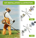 Weed Eater Trimmer Head w/Install Kit - Universal 7" Weed Eater Attachments，Steel Wire Weed Wacker Blade(6 Blades, 1" Mount) for Stihl, Husqvarna, Echo