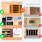 Smart APP Control 2-3 Person Ultra Low EMF (0-5mG) Far Infrared Sauna for Home, 1520W Hemlock Wood Sauna Room with Bluetooth Speaker & Chromotherapy Lights, LCD Touch Panel, Constant Temperature Cover