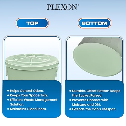 Plexon Large Metal Trash Can with Lid 20 Gallon, Decorative Outdoor Trash Can Heavy Duty Galvanized Metal Bucket with Lid for Garage Workshop Ash Storage Farmhouse, Green 3 Pack