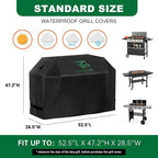 Grill Cover, 52 INCH BBQ Grill Cover for Outdoor Grill, Barbecue Accessories Gas Grill Cover Waterproof, Fade Resistant, UV Resistant, Black