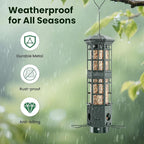 Squirrel Proof Bird Feeder for Outdoors - 3 Port Hanging Metal Bird Feeder with Gravity Spring, 3LB Large Capacity, Chew-Proof & Weather Resistant, Attract Wild Birds, Green