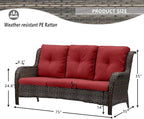 HUMMUH Patio Furniture 6 Pieces Outdoor Furniture Set PE Wicker Sofa with Swivel Rocking Chairs,Ottomans,Coffee Table