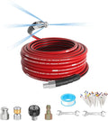 NaiNai 25FT Sewer Jetter Kit for Pressure Washer,1/4 Inch NPT Sewer Jetting Hose,Pressure Washer Drain Cleaner Hose 5800PSI with Sewer Jetter Nozzles, Gloves, Waterproof Tape (25FT)