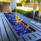 Sophia & William Patio Furniture Sets with 45" Gas Fire Pit Table Outdoor Metal Conversation Sets for 5, 2 x Swivel Cushioned Patio Sofa Chairs, 1 x 3-Seat Sofa 4 Pieces for Lawn Backyard Peacock Blue