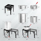 ROVSUN 30QT Turkey Fryer & 10QT Fish Fryer Kit with 54000BTU Propane Stove & Foldable Side Table, Aluminum Deep Fryer Pot for Outdoor Cooking Seafood Boiling w/Lifting Hook, Turkey Rack & Thermometer