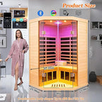 Smart APP Control 2-3 Person Ultra Low EMF (0-5mG) Far Infrared Sauna for Home, 1520W Hemlock Wood Sauna Room with Bluetooth Speaker & Chromotherapy Lights, LCD Touch Panel, Constant Temperature Cover