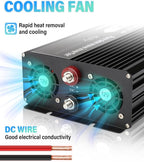 NIHAO 2500W Power Inverters DC 12V to 110V AC Converter with LCD Display, 2 International Socket and Battery Clips for Home, RV, Outdoor, Camping, Boat