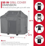 Unicook 50 Inch Grill Cover for 48 Inch Outdoor Grill, Heavy Duty Waterproof BBQ Cover Compatible with Weber Spirit 200 Series, Fade Resiatnt Gas Barbecue Protector, All Weather Protection, Grey