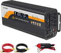 1000W Pure Sine Wave Inverter (2000W Peak), 12V/24V Auto-Detect, 50Hz/60Hz Switchable, LCD Display, Type-C Fast Charging, Silent Design, Overload & Overheat Protection for RV, Home (Black-1000W)