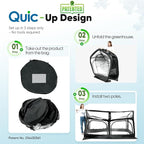 Quictent Premium Greenhouse with Screen Window, Portable Fast-up Plant Greenhouses for Outdoors with Heavy Duty Pop-up Fiberglass Frame Durable Waterproof Cover, 98.4x49.2x52.8 Inch, Black
