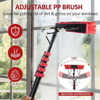 Water Fed Pole Kit,30ft Length Window Cleaning Poles,Water Fed Brush,Aluminum Outdoor Window Cleaner,Extendable Telescopic Pole Water Fed Brush Spray Washer for Window Glass/Solar Panel