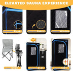 Portable Steam Sauna Tent Full Size, Oversized Personal Sauna Kit for Home Spa, Lightweight Sauna Box with Steamer, Time & Temperature Remote Control, Foldable Chair, 32'' x 32'' x 63''
