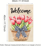 Spring Floral Garden Flag Tulips Garden Decoration Supplies 12x18 Inch Double Sided Flag Farmhouse Holiday Outside Seasonal Decor Seasonal Flower Yard Flags