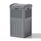 Patiowell 36 Gallon Outdoor Trash Can, Resin Outdoor Garbage Can with Lid for Patio, Backyard, Deck, Gray