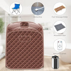COSTWAY Portable Steam Sauna, 3L Foldable Sauna Spa with Remote Control, 9-Gear Temperature and Timer, Atomization Function, Personal Sauna Tent for Relaxation at Home (Coffee)