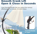 12FT Cantilever Umbrella with Base Large Curvy Outdoor Aluminum Offset Umbrella w/ 360° Rotation, UV Resistant Canopy for Patio, Garden, Backyard, Creamy White
