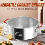 10QT Aluminum Fish Fryer Pot with Basket | Deep Fryer with Lid | Thermometer | Fryer Tongs & Easy Grip Handle for Cooking Seafood | French Fries | Chicken Wings
