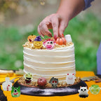 Suartus Halloween Mini Resin Figures 39 Styles Tiny Resin Figurines Kit to Hide Cute Pumpkin Ghost Skull Luminous Miniature Figures Bulk for Halloween Party Favors Outdoor Garden Landscape Decor