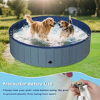 UCCY Foldable Dog Pool for Large Dogs Hard Plastic Kiddie Swimming Pool Non-Slip Portable Dog Bathtubs Collapsible Multi-Use Whelping Box Ball Pit Outdoor Pool for Backyard Duck Pond Grey XL-63"x12"