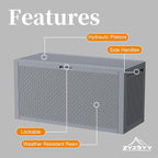 Outdoor Storage Box, 90 Gallon Deck Box, Waterproof Resin Storage Box for Patio Cushions, Gardening Tools, Lockable, UV Resistant, Grey