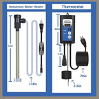 1300W Titanium Immersion Water Heater Portable Electric Hot Tub & Inflatable Pool Submersible Water Heater with Temp Control, GFCI for Bathtub, Baptistry, Above Ground Pool, Swimming Pool