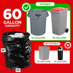 ToughBag 55 Gallon Trash Bags, 2.5 Mil Contractor Bags - 50 Count, Large 55-60 Gallon Trash Can Liners, Black Contractor Garbage Bags, 38 x 58" - Made in USA