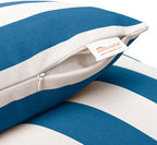 Austin Horn Classics Sunbrella Cabana Stripe White/Blue, Knife Edge, Zippered Opening, 24-inch Pillow Cover (Set of 2), No Insert Included