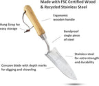 GARDEN GURU Eco Transplanter Trowel Shovel- 100% Recycled Stainless Steel - Rust Resistant - FSC Certified Wood Ergonomic Handle - Perfect Tool for Gardening Weeding Transplanting and Digging (4 Pack)