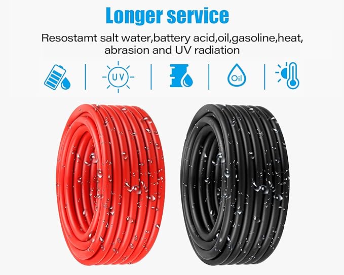 8 AWG Solar Cable 200FT Red + 200FT Black Tinned Copper Wire, 8 Gauge Solar Panel Wire for RV, Automotive, Trailer, Marine, Outdoors