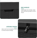 YITAHOME 60 Gallon Resin Deck Box, Weather Resistant Outdoor Rattan Storage Box, Lockable Indoor Outdoor Storage for Supplies and Essentials, Black