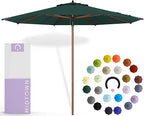 Midtown Umbrellas The Wooden 8 Feet Patio Umbrella With Terylast Forest (Dark Green) Polyester Fabric - Aluminum Frame Market Umbrella For Backyard, Deck, Garden, Pool - Wooden Pole