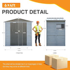 4x6FT Outdoor Storage Shed, Wood Garden Shed with Sloping Roof and Lockable Door,Tool Shed Bike Shed for Backyard Garden Patio Lawn,Gray