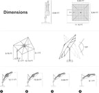 PURPLE LEAF 10' X 10' Swivel Outdoor Patio Aluminum Umbrella with Base Left-right Tilting Cantilever Offset Umbrella with UV Resistant Heavy Duty Fabric for Deck Pool Patio Backyard, Graphite Grey
