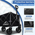 Collapsible Wagon Cart with Wheels Foldable, Folding Wagons Carts with Silent Universal Wheels, Large Grocery Cart On Wheels, Heavy Duty Utility Wagon for Shopping Beach Sports Fishing Camping, 130L