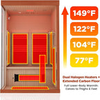 OnxyEdge 2-Person Full Spectrum Sauna with 6.5 * 6.5" Red Light Therapy & 2 Built-in Speakers, Indoor Dry Sauna 1990W/120V with Dual LED Controls for Home & Gym – Canadian Hemlock Spa Room (Wood)